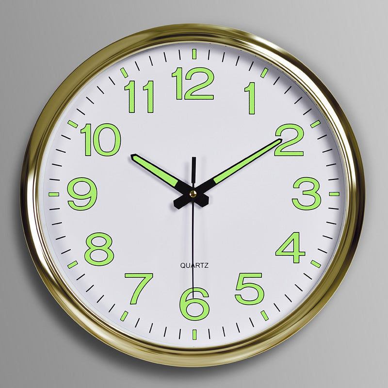 NoctiClock | Gloeit in het donker ronde wandklok, stil quartz, moderne woondecoratie, 30 cm