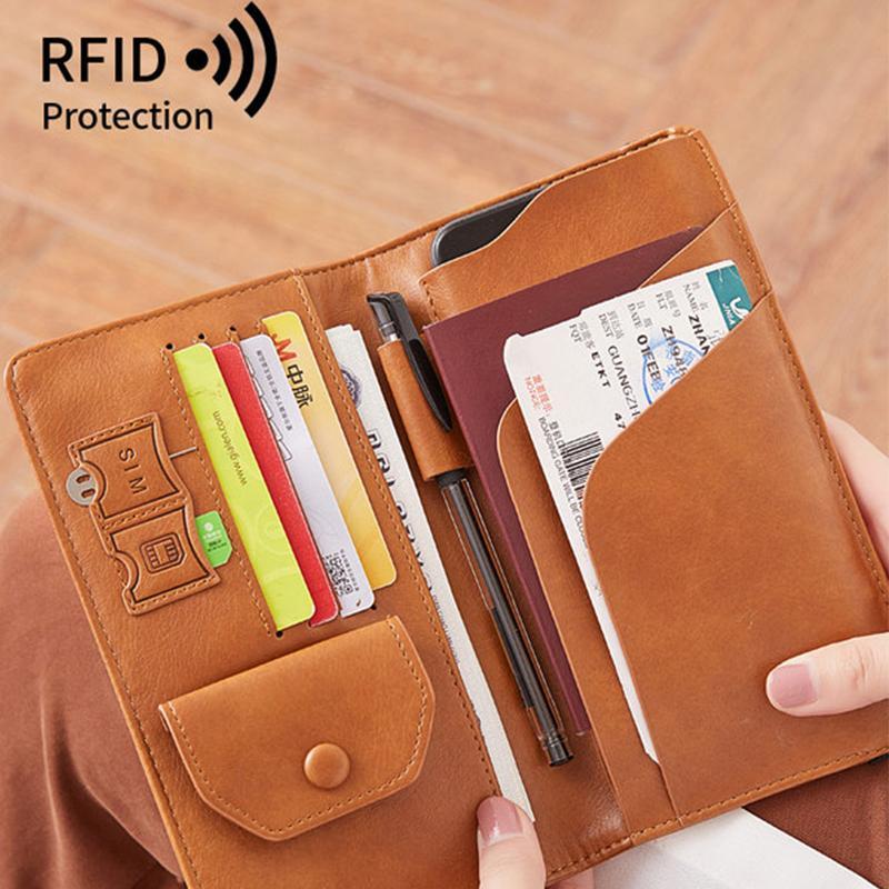 SafePass | RFID-blokkerende leren reisportemonnee, paspoorthouder & kaarthouder
