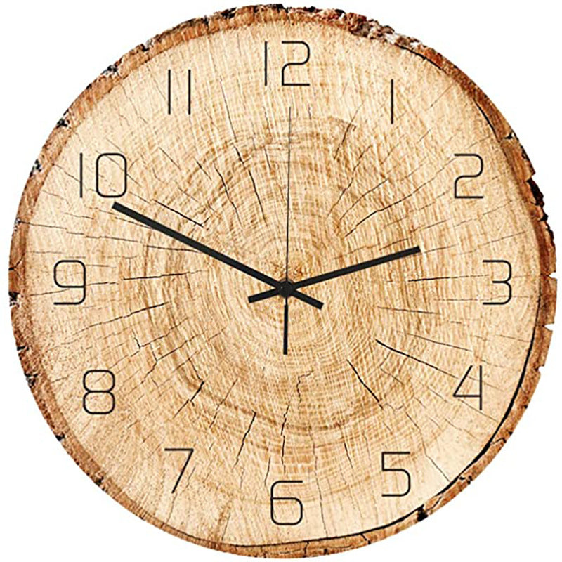 WoodOclock | Rustieke houten wandklok met structuur - Modern Boerderijdecor