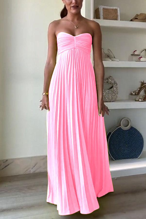 Vanelia | Elegante buisjurk voor dames – Strapless avondjurk met plooien