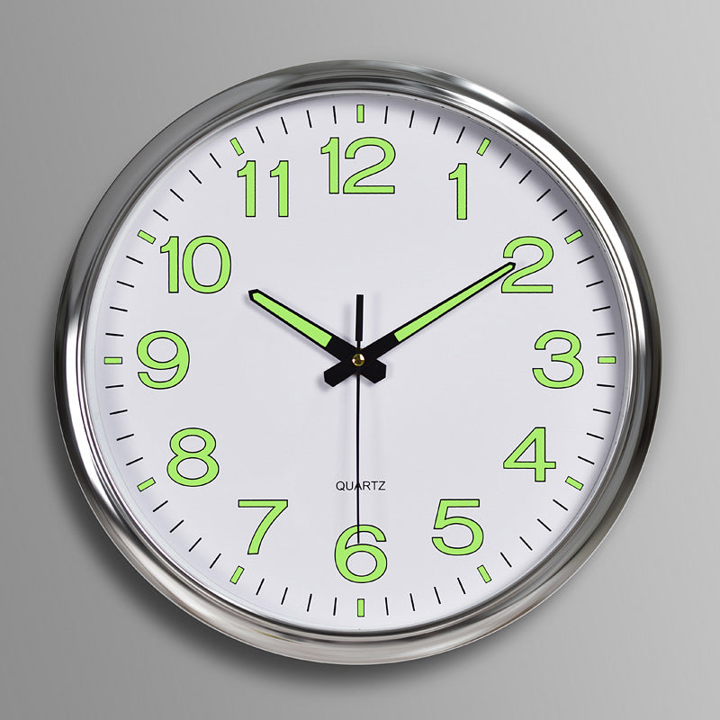 NoctiClock | Gloeit in het donker ronde wandklok, stil quartz, moderne woondecoratie, 30 cm