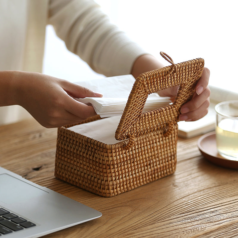 WeaveBox | Rotan tissue box - Natuurlijke rieten decoratieve houder voor woonkamer & badkamer