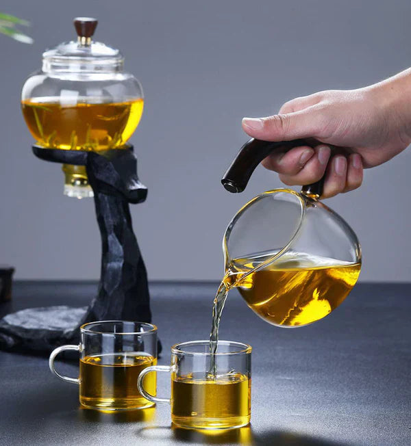 InfuZen | Artistiek glazen theeservies met thee-ei - voor kruidenthee en losse thee