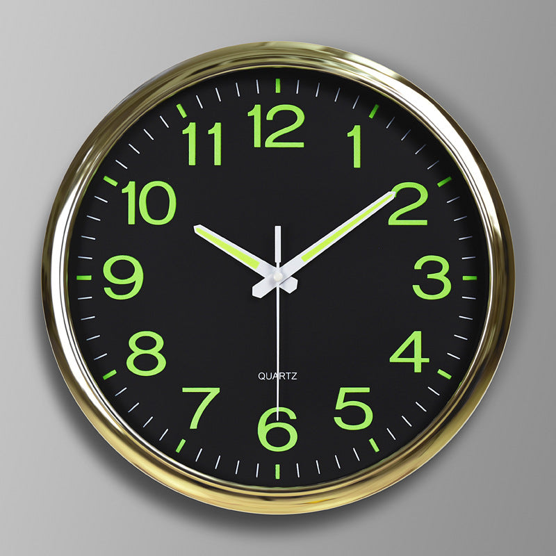 NoctiClock | Gloeit in het donker ronde wandklok, stil quartz, moderne woondecoratie, 30 cm