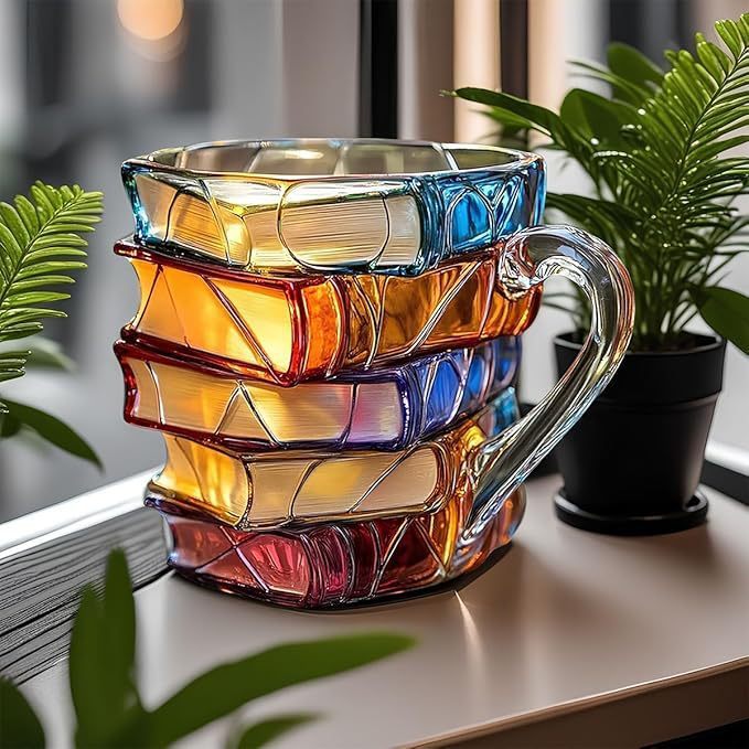 NovelMug | 3D handgemaakte geschilderde boekenmok - unieke literaire koffiekop, cadeau voor boekenliefhebbers