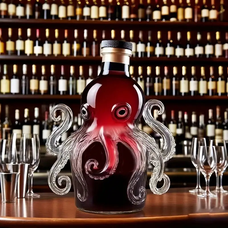 OctaVino | Octopus-wijnkaraf – Glazen karaf voor sterke drank, uniek decoratiestuk voor thuisbar en tafel
