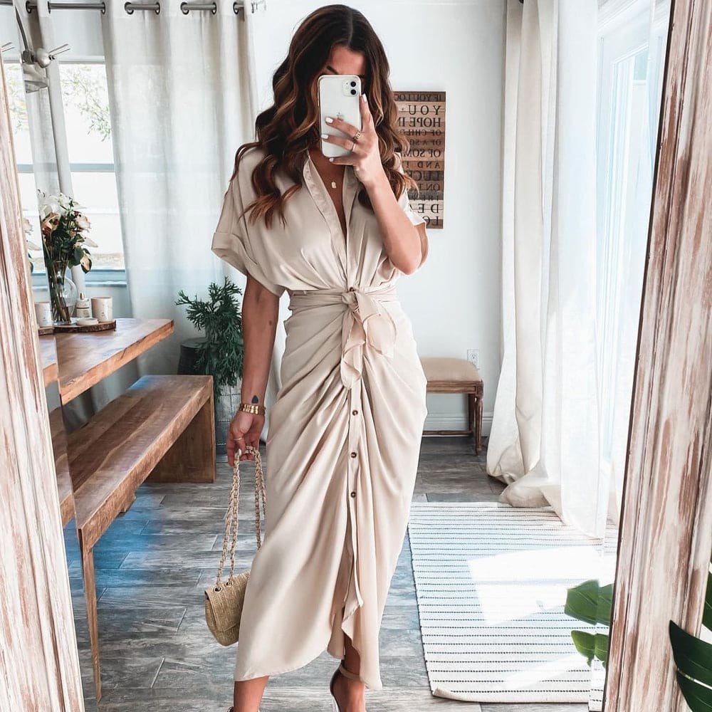 Haliara |Dames Luxe Maxi Wikkeljurk – Elegante Zwierige Wikkeljurk