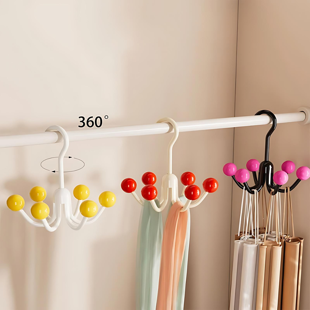 Twispa | 360° draaibare kledinghanger met 6 haken – ruimtebesparende organizer voor kleding en accessoires