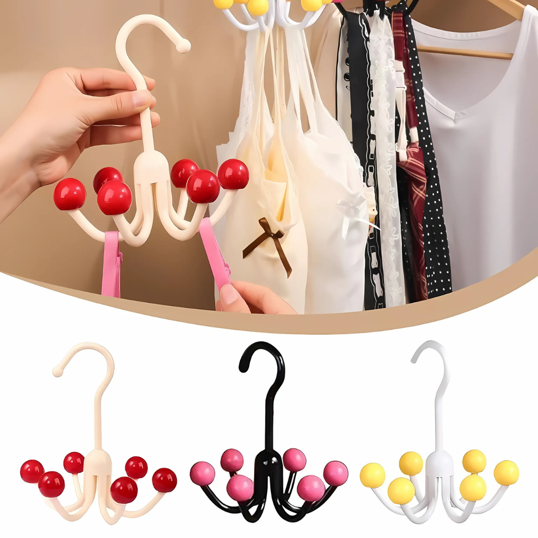 Twispa | 360° draaibare kledinghanger met 6 haken – ruimtebesparende organizer voor kleding en accessoires