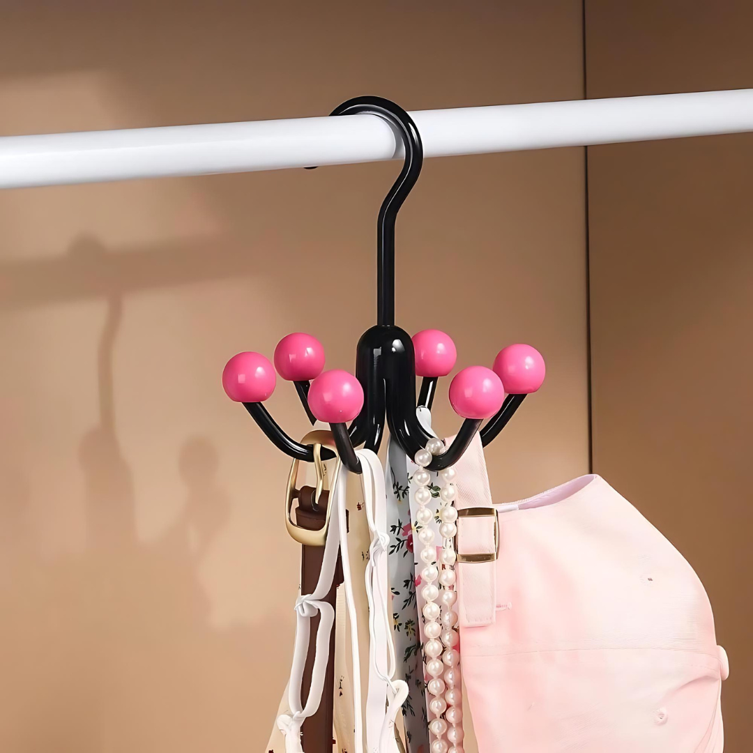 Twispa | 360° draaibare kledinghanger met 6 haken – ruimtebesparende organizer voor kleding en accessoires