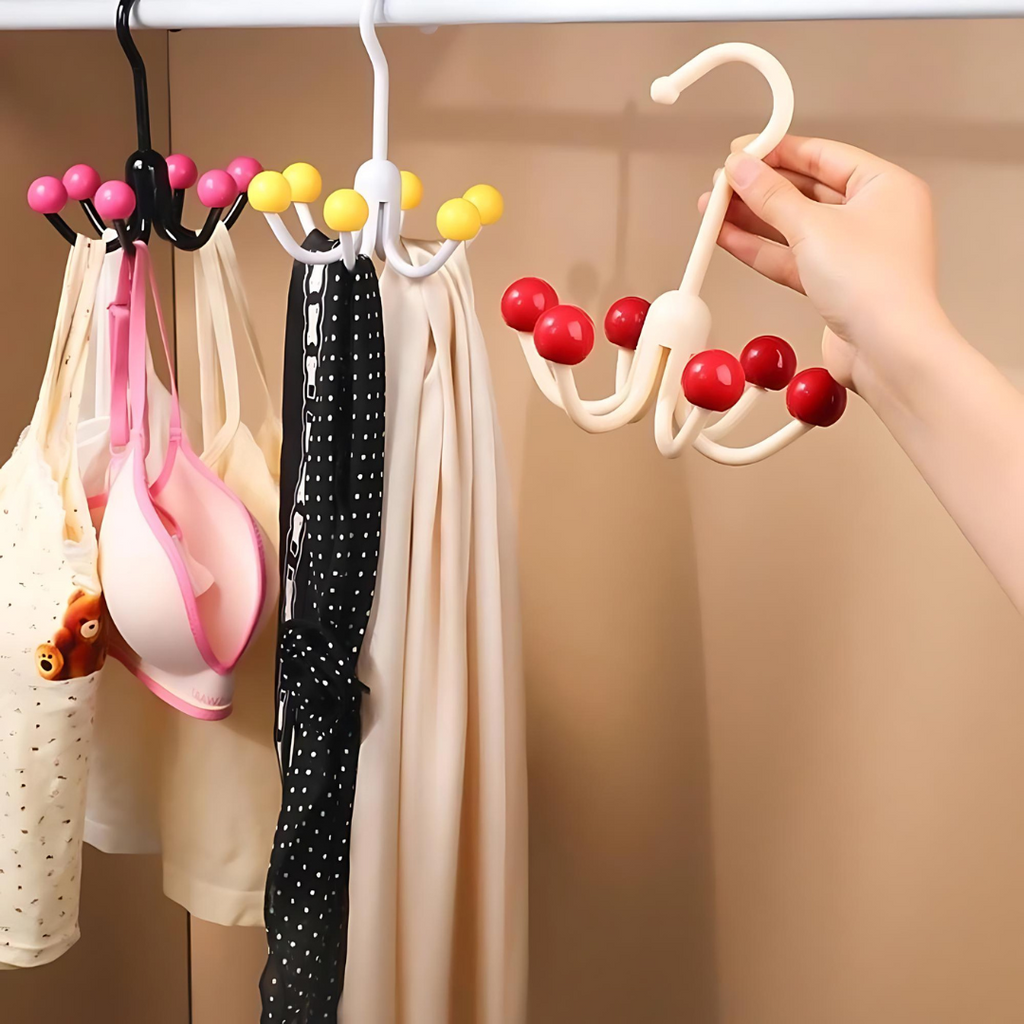Twispa | 360° draaibare kledinghanger met 6 haken – ruimtebesparende organizer voor kleding en accessoires