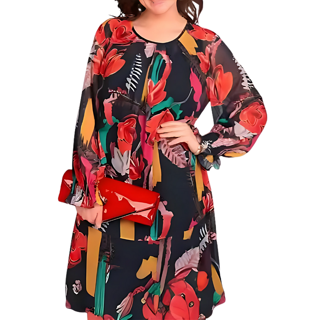 Vionelle | Bloemenchiffon jurk met lange mouwen – lichtgewicht, losse pasvorm, casual zomerstijl
