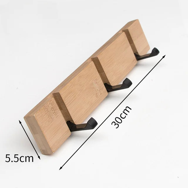 HookHaven | Houten wandkapstok - ruimtebesparende hanger van bamboe en metalen haken