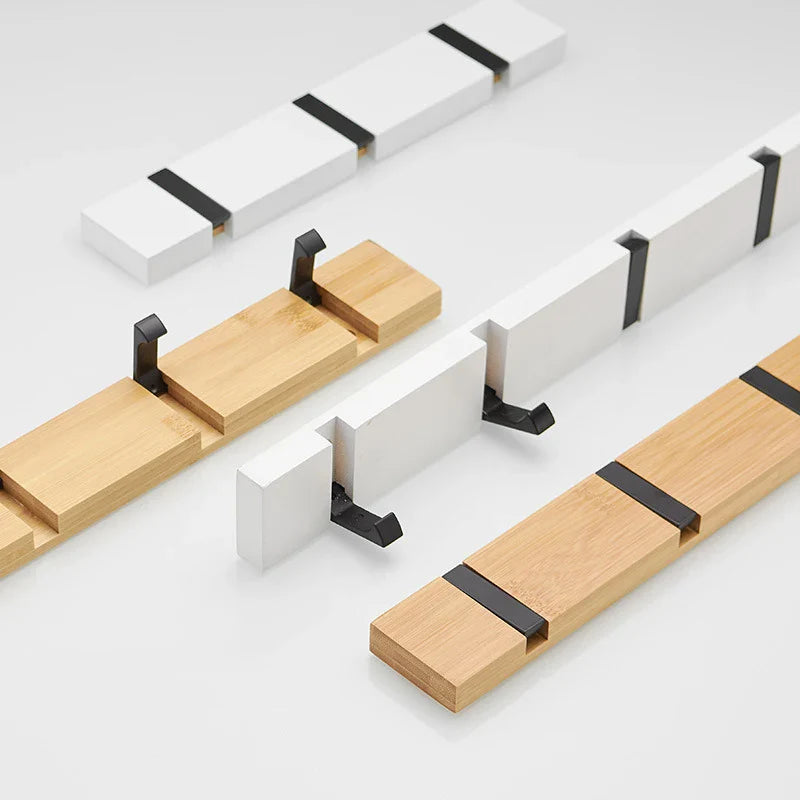 HookHaven | Houten wandkapstok - ruimtebesparende hanger van bamboe en metalen haken