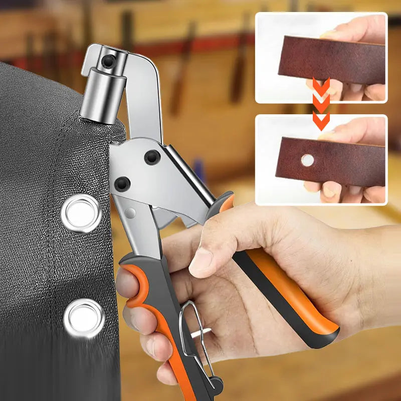 PiercePro | Eyelet Tang met 100 zeilringen - Heavy Duty Gatenponstang voor Dekzeilen, Canvas, Stof & PVC Reparatie