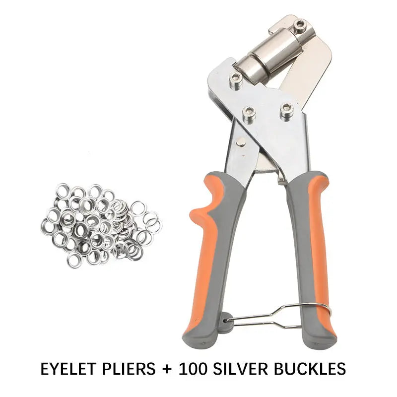 PiercePro | Eyelet Tang met 100 zeilringen - Heavy Duty Gatenponstang voor Dekzeilen, Canvas, Stof & PVC Reparatie