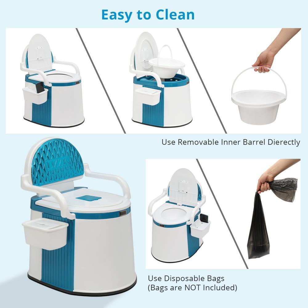 ComforLoo | Draagbaar toilet voor volwassenen en ouderen - 5 Gallon Commode met deksel, handgrepen en rugleuning