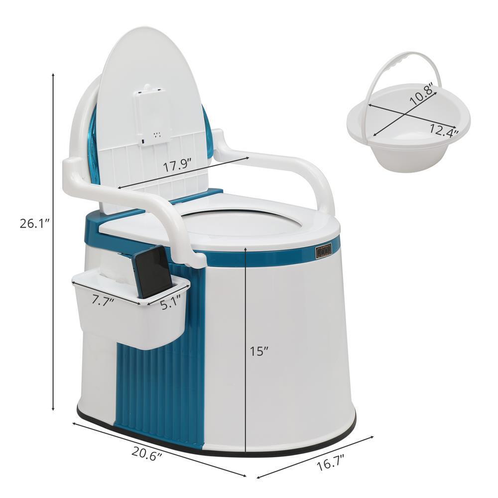 ComforLoo | Draagbaar toilet voor volwassenen en ouderen - 5 Gallon Commode met deksel, handgrepen en rugleuning