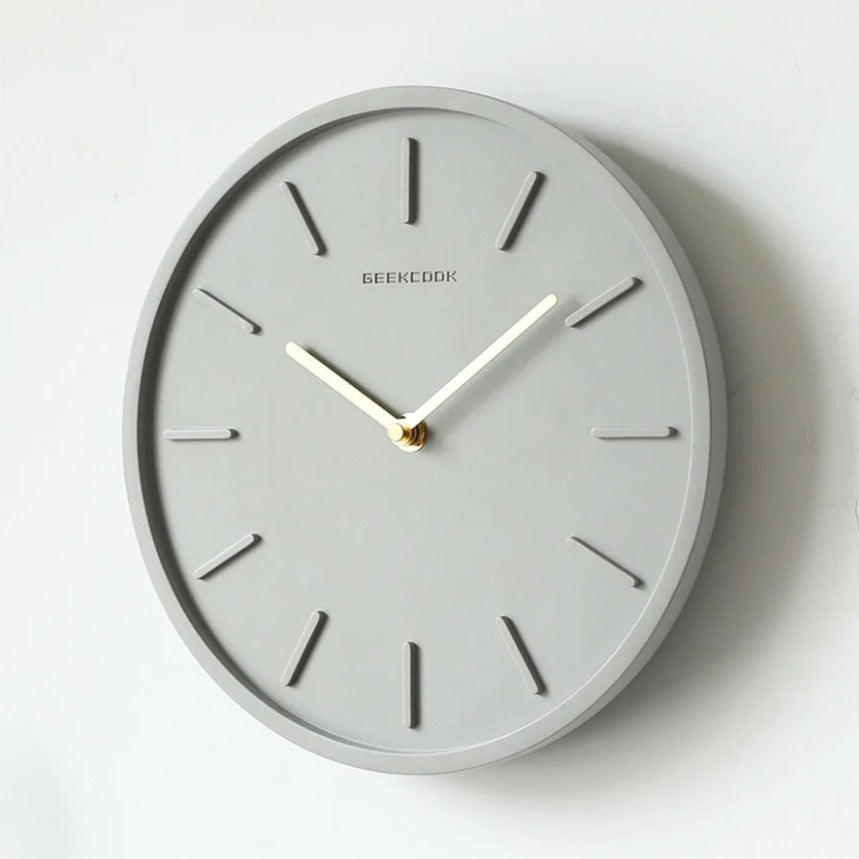NordTime | Scandinavische cementen wandklok – minimalistische moderne woondecoratie