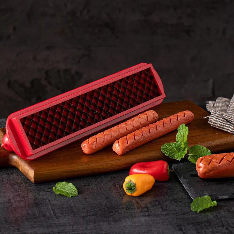CrissCut | Roestvrijstalen en ABS hotdogsnijder - Perfecte kriskras ruitvormige snijder