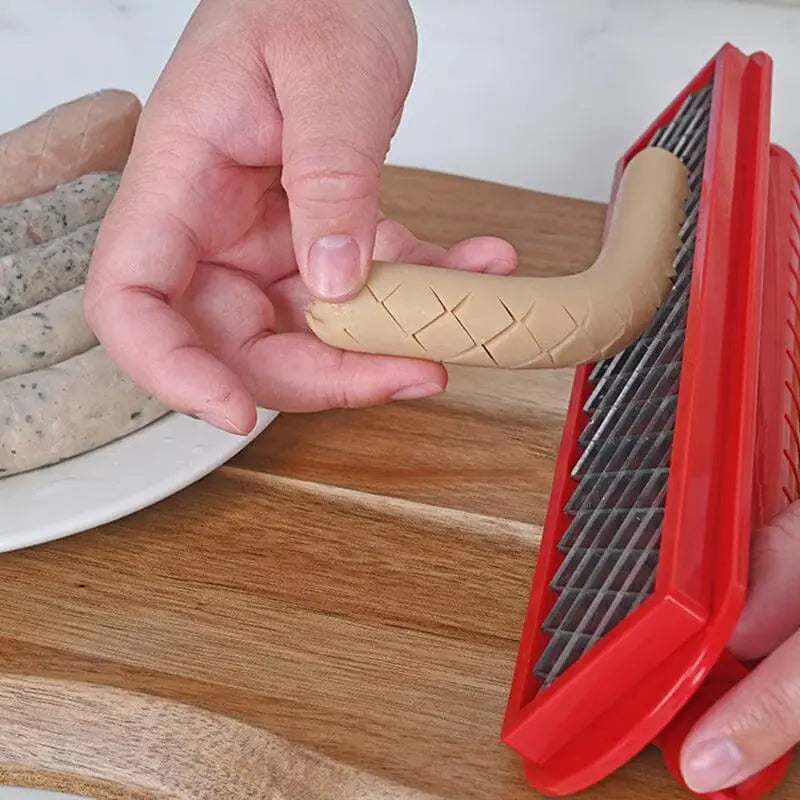 CrissCut | Roestvrijstalen en ABS hotdogsnijder - Perfecte kriskras ruitvormige snijder