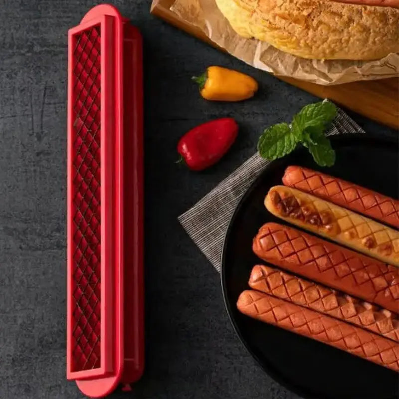 CrissCut | Roestvrijstalen en ABS hotdogsnijder - Perfecte kriskras ruitvormige snijder