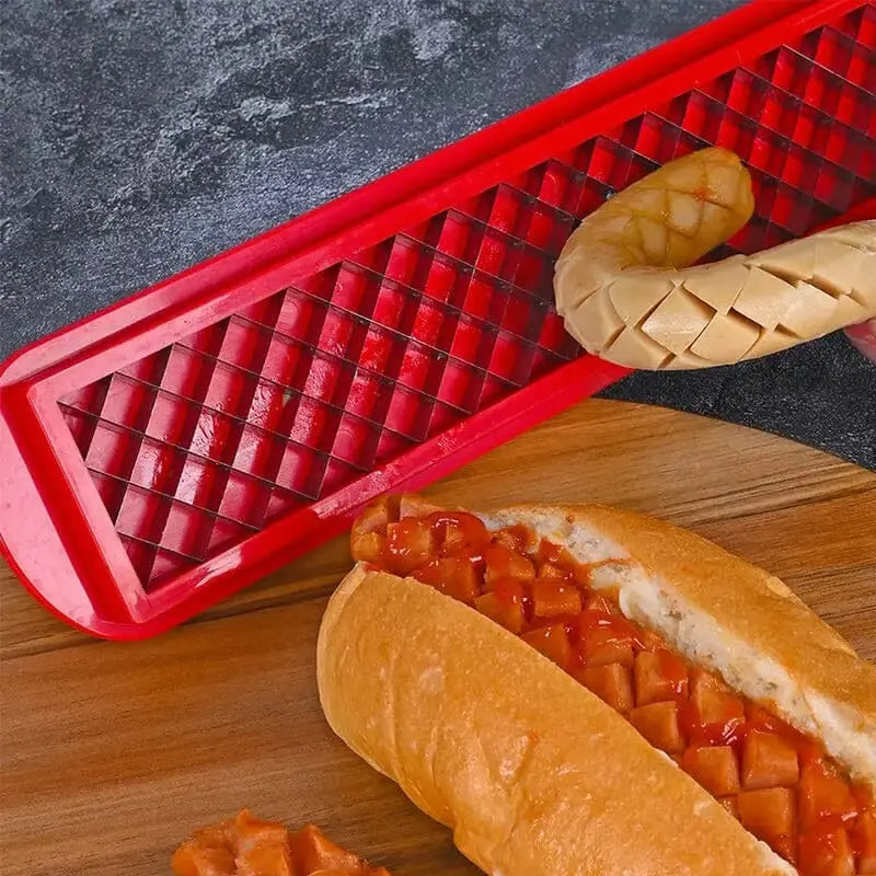 CrissCut | Roestvrijstalen en ABS hotdogsnijder - Perfecte kriskras ruitvormige snijder