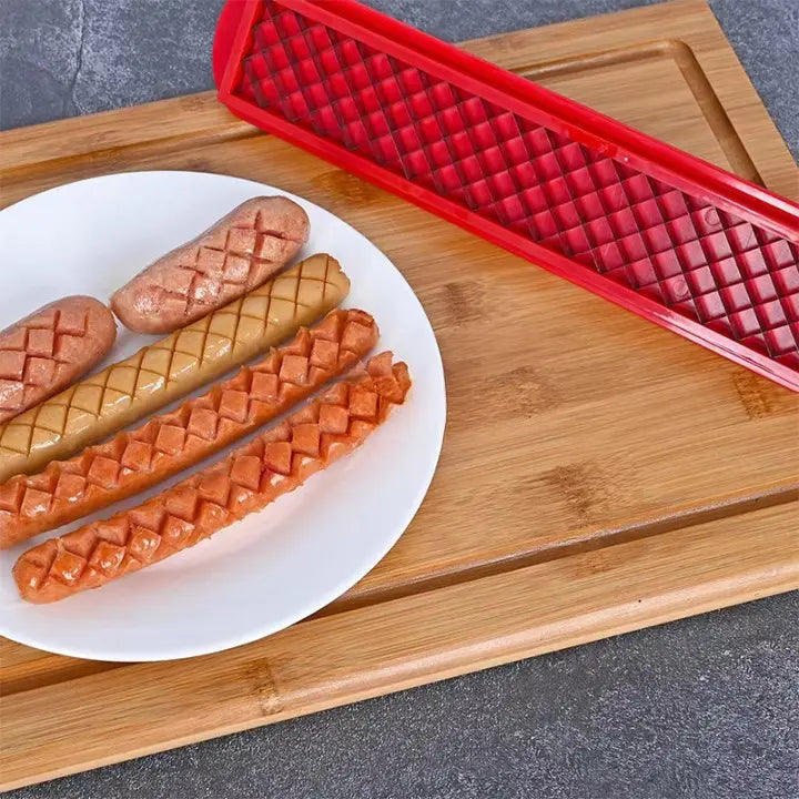 CrissCut | Roestvrijstalen en ABS hotdogsnijder - Perfecte kriskras ruitvormige snijder