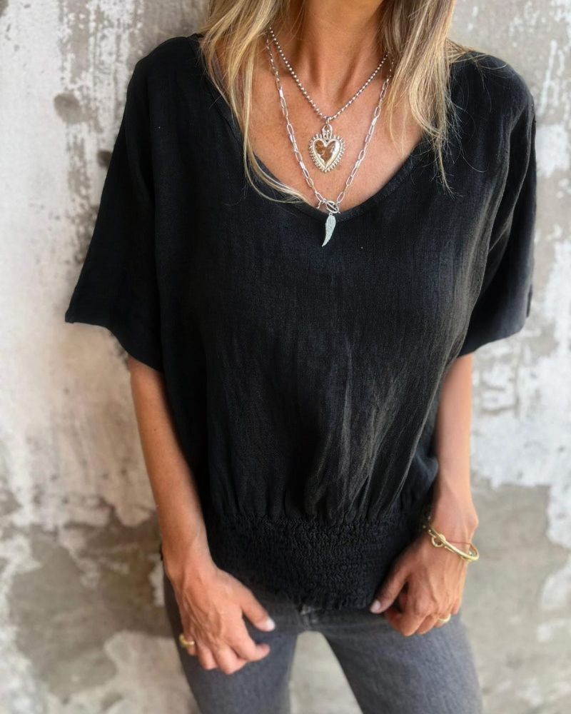 Solene | Chique zomertop voor dames – Lichte blouse met relaxte pasvorm