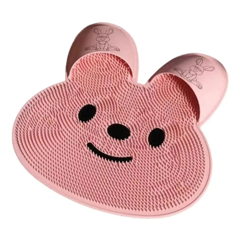 SnugScrub | Anti-slip Silicone Konijntje Douchemat - Zachte Voet- & Rugreiniger, Massageborstel