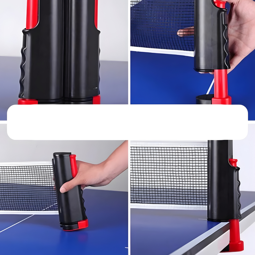 PingPort | Compacte draagbare tafeltennisset met intrekbaar net, batjes en ballen voor gezellig familieplezier binnen en buiten