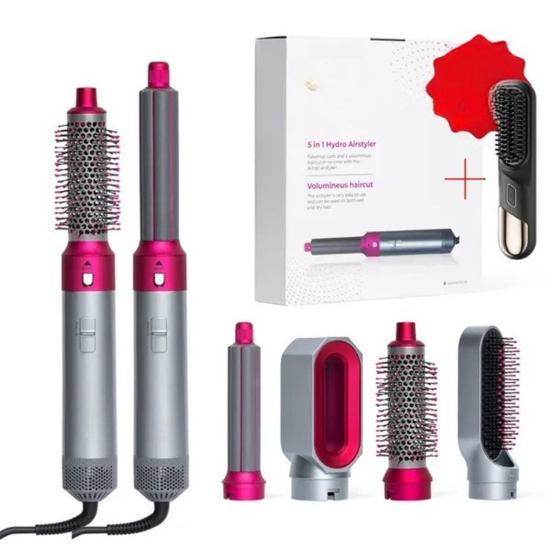 GlamAura | 5-in-1 AuraWave-stylingborstel – Salonwaardig drogen, krullen en volume bij elke beweging