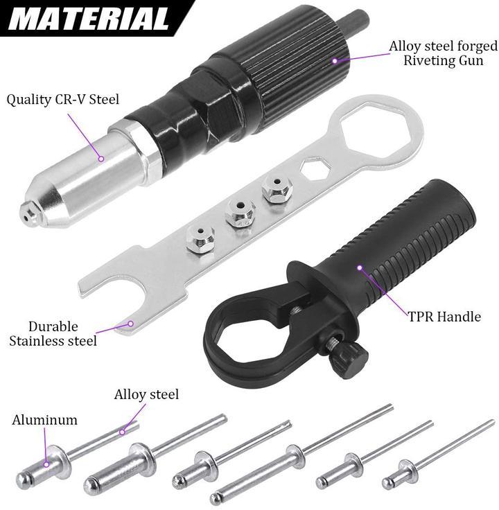 QuickRivet | Klinknageladapterkit – Sterk, universeel en compatibel met klinknagelpistolen