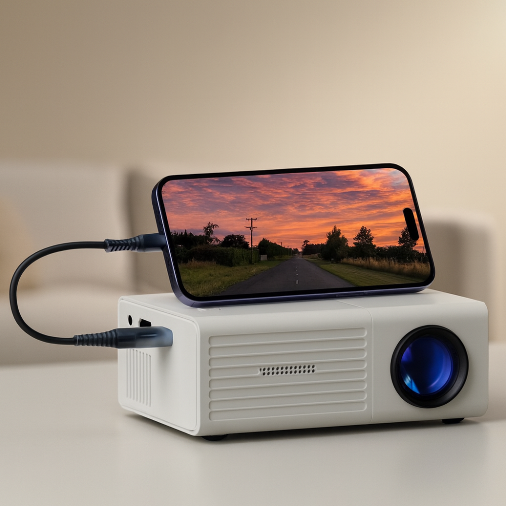 CineVault | Draagbare mini HD LED-projector, 3000 lumen, voor thuis en buiten