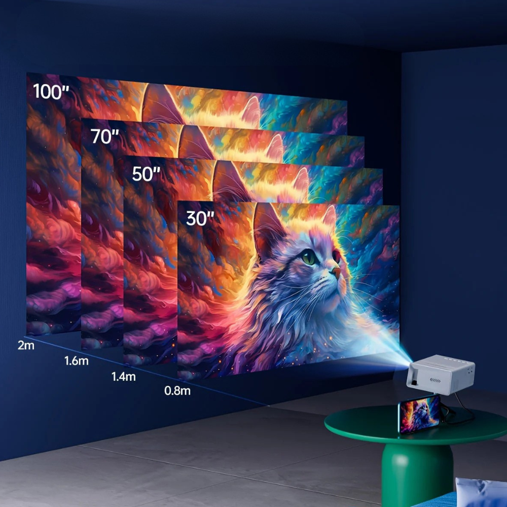 CineVault | Draagbare mini HD LED-projector, 3000 lumen, voor thuis en buiten