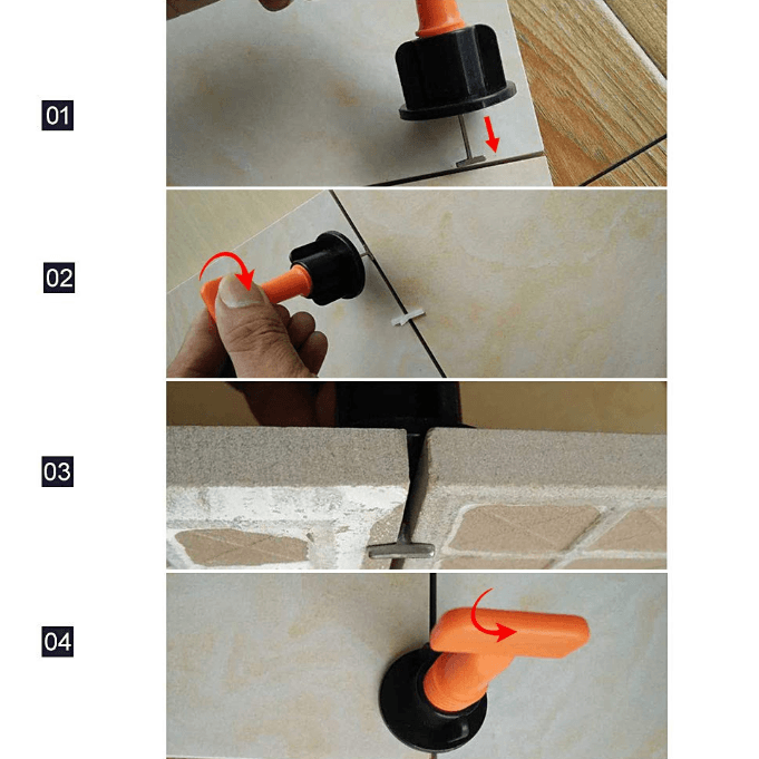 TileGrip | 50-Set Herbruikbaar Tegel Waterpas Systeem (PP & 430 Roestvrij Staal) - DIY Tegel Spacer Kit