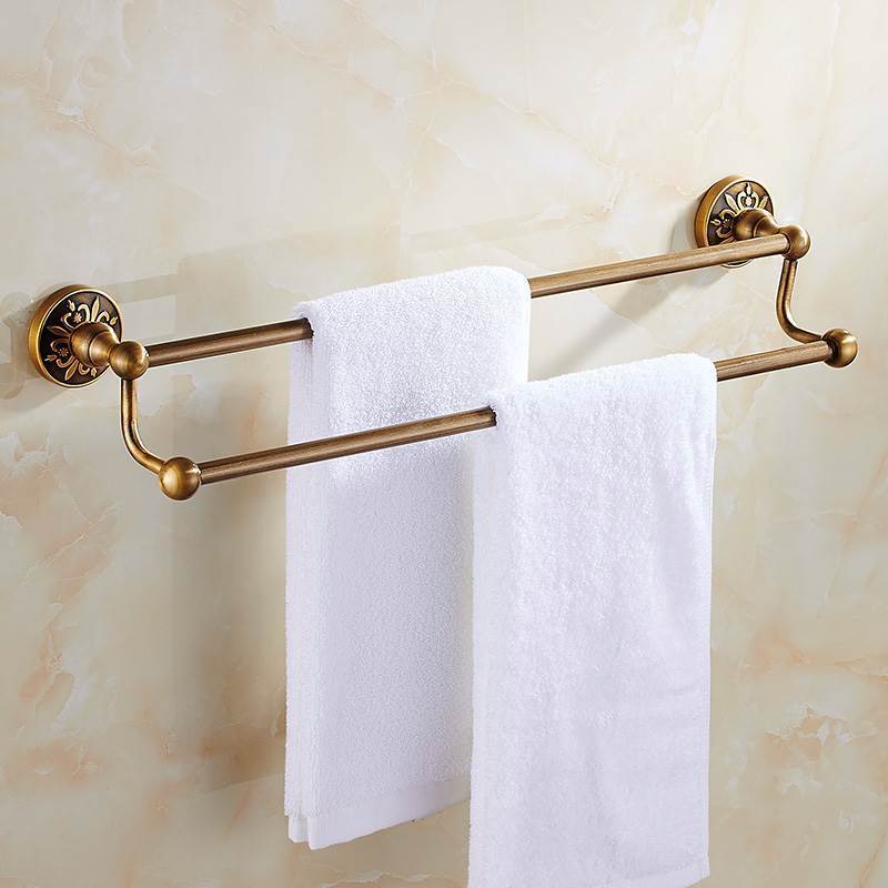 HeritageRust | Antiek Bronzen Badkamerbeslag Set - Handdoekrek, Toiletpapierhouder & Borstelhouder, Aluminium