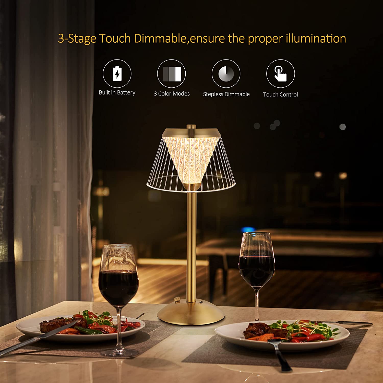 DazzleLamp | Luxe Moderne Oplaadbare USB Draadloze LED Tafellamp