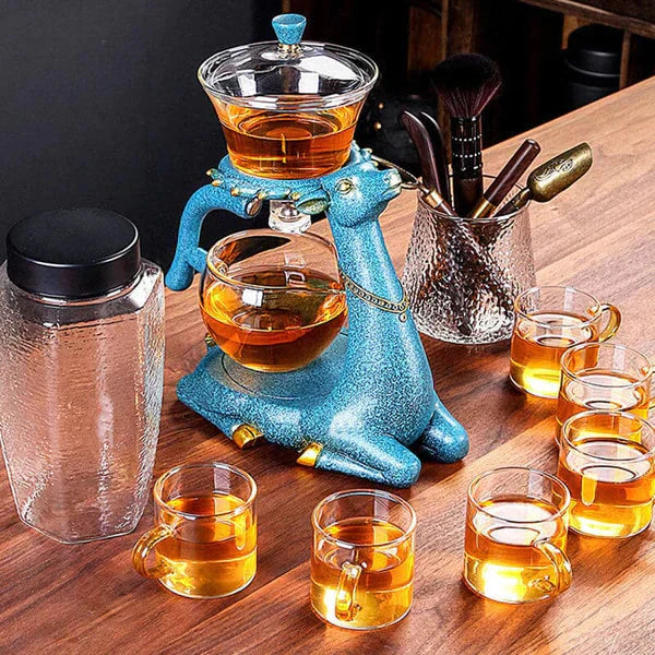 InfuZen | Artistiek glazen theeservies met thee-ei - voor kruidenthee en losse thee