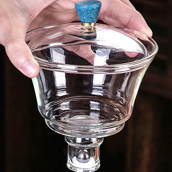 InfuZen | Artistiek glazen theeservies met thee-ei - voor kruidenthee en losse thee