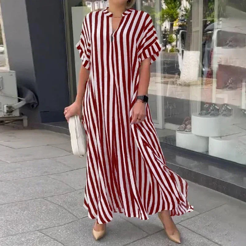 Beya | Zomerse maxi-jurk voor dames – Gestreepte lange strandjurk voor vrijetijdsgebruik