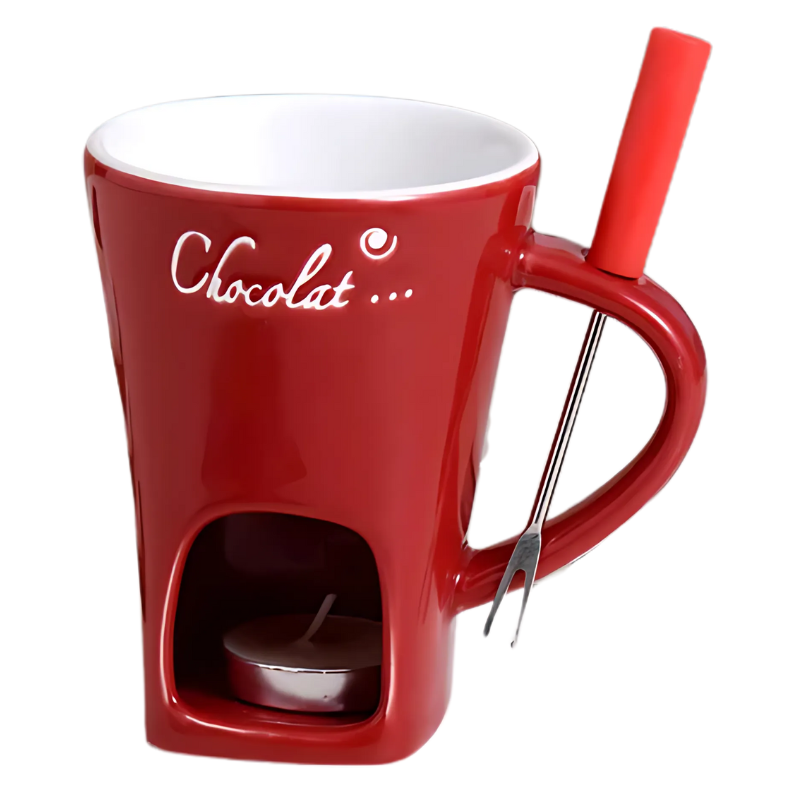 Fondino | Mini Fondue Mok - Draagbare Chocolade & Kaas Smeltpot met Theelichtje Verwarming