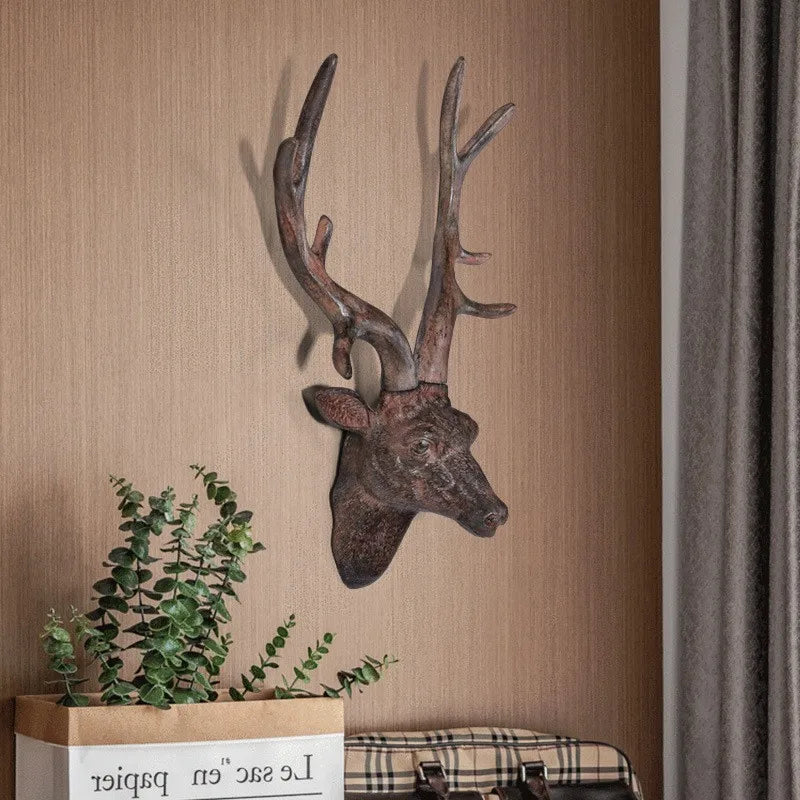 Deercrest | Rustieke Hertenkop Muurdecoratie - 3D Opgezette Dierentrofee, Boerderij Lodge Muurkunst