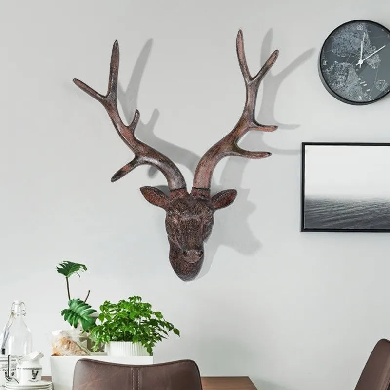 Deercrest | Rustieke Hertenkop Muurdecoratie - 3D Opgezette Dierentrofee, Boerderij Lodge Muurkunst