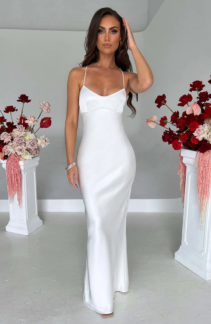 Nyxie| Satijnen bodycon-maxi-jurk voor dames – Elegante feestjurk van stretchstof