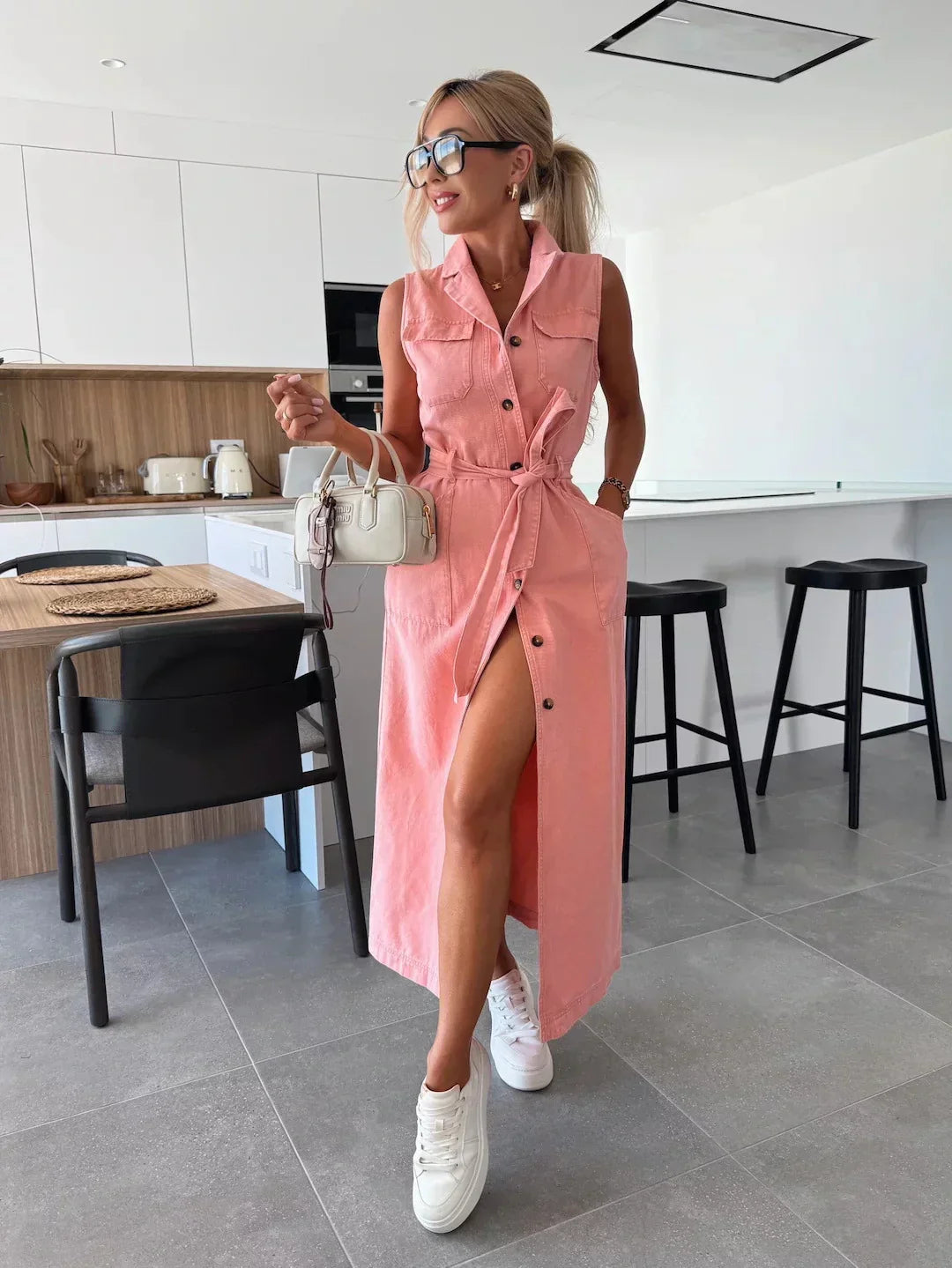 Lixy | Denim maxi-jurk voor dames – Chique, mouwloze, lange vrijetijdsjurk