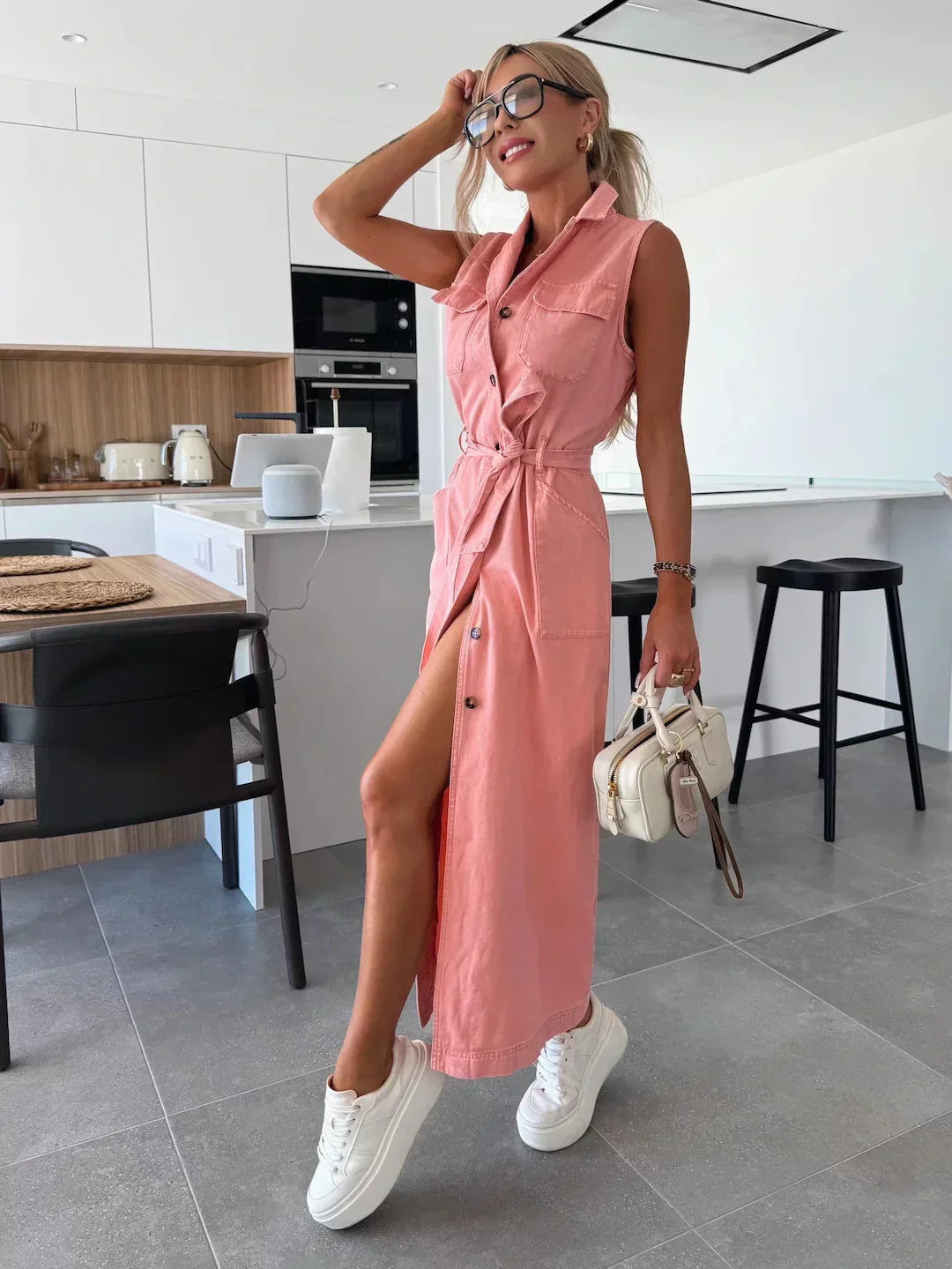 Lixy | Denim maxi-jurk voor dames – Chique, mouwloze, lange vrijetijdsjurk