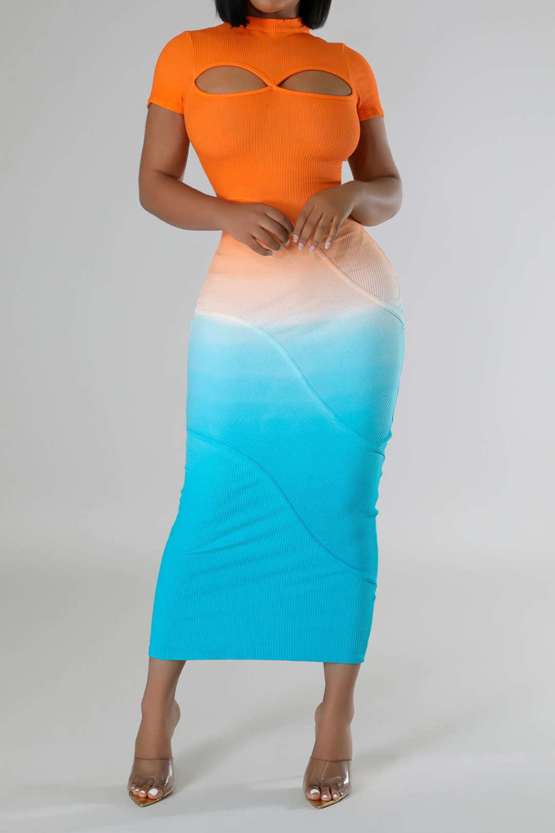 Vireya | Zomerse midi-jurk met korte mouwen voor dames – Comfortabele jurk van polyester