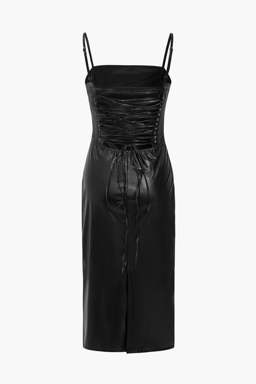 Caliorae | Chique midi-jurk voor dames – Jurk van imitatieleer met slanke pasvorm