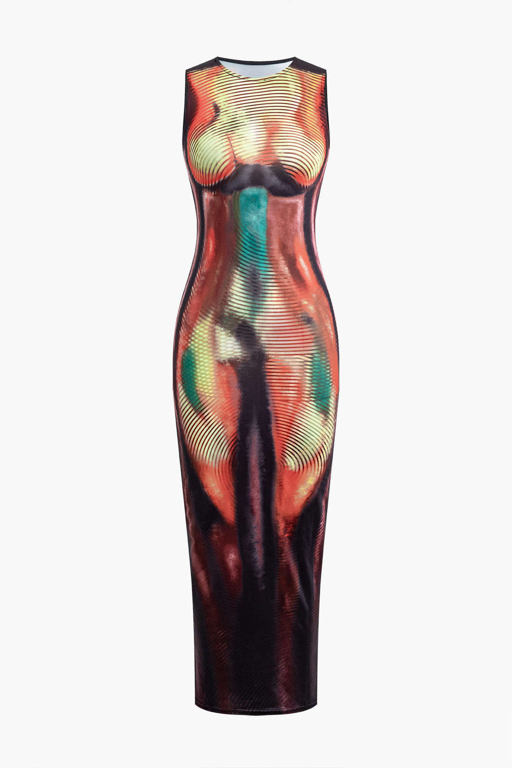 Ruelle | Midi-jurk voor dames met abstracte print – Casual, comfortabele, soepel vallende jurk
